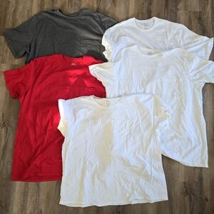 5 ST JOHNS BAY SHIRT MENS 3XLT Big & Tall‎ Red Gray White Pocket TEE